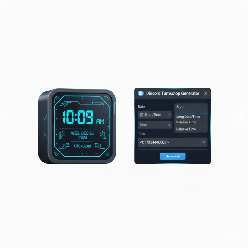 Discord time converter showing live Discord time stamp preview